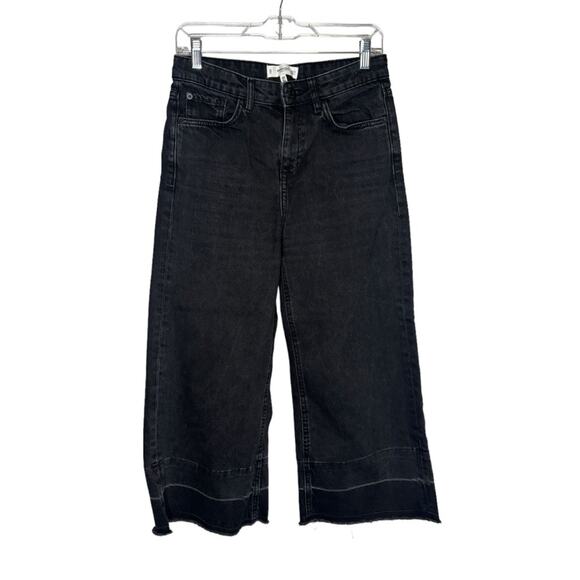 Mango Culotte Cropped High Waist Black Jeans - Picture 4 of 9